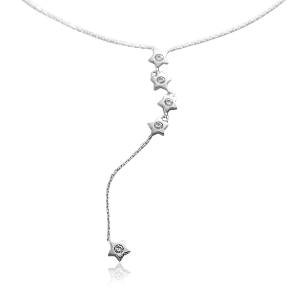Колье из белого золота Звездная дорожка с фианитами 032828 детальное изображение ювелирного изделия Золотые колье с камнями Колье из белого золота Звездная дорожка с фианитами 032828 детальное изображение ювелирного изделия Золотые колье с камнями