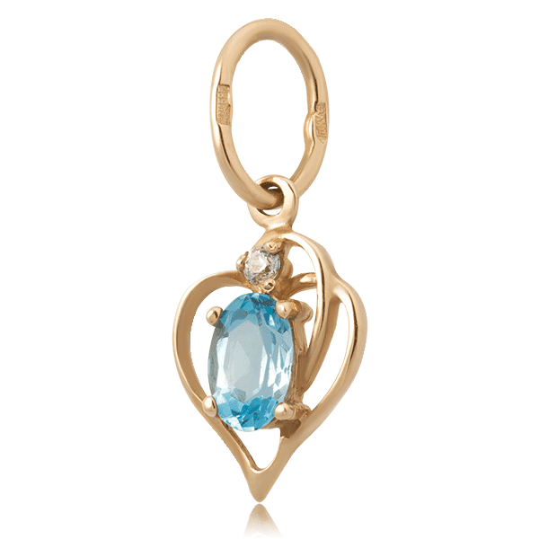 Золотой кулон сердце с топазом и фианитом Золотой кулон сердце с топазом и фианитом