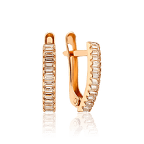 обзорное фото Оригинальные золотые серьги дорожки с фианитами 034721  Золотые серьги