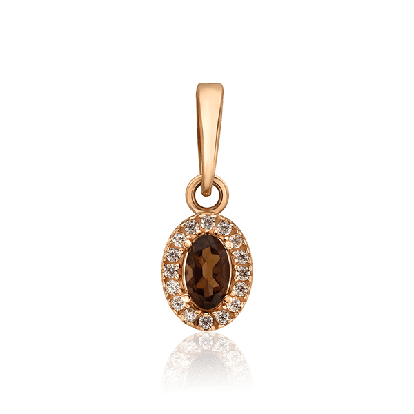 Золотой кулон овальной формы с раухтопазом и фианитами 035785 детальное изображение ювелирного изделия Золотые подвески Золотой кулон овальной формы с раухтопазом и фианитами 035785 детальное изображение ювелирного изделия Золотые подвески