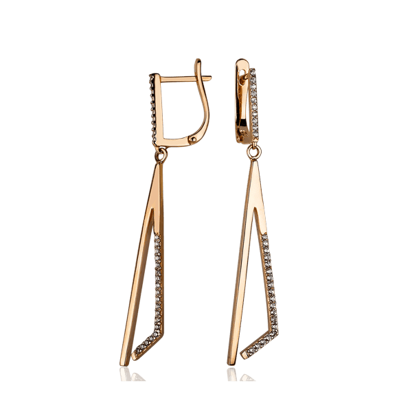 Золотые серьги с фианитами Геометрия 030738 детальное изображение ювелирного изделия Золотые длинные серьги Золотые серьги с фианитами Геометрия 030738 детальное изображение ювелирного изделия Золотые длинные серьги