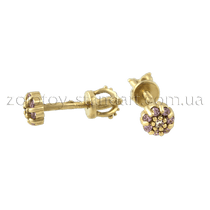 обзорное фото Золотые серьги гвоздики 80293  Серьги с камнями