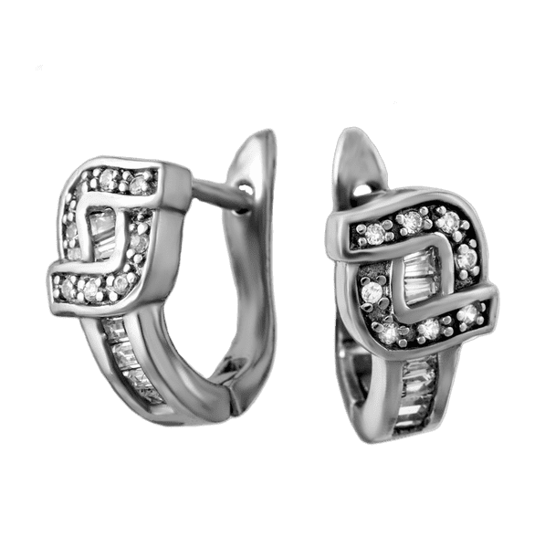 Серебряные серьги с цирконием 1680 детальное изображение ювелирного изделия Серебряные серьги с камнями