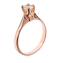 обзорное фото Золотое кольцо с бриллиантом R0704  Золотые кольца для помолвки с бриллиантом