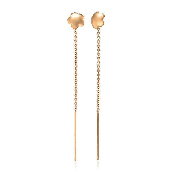 Золотые сережки протяжки Цветочек 034361 детальное изображение ювелирного изделия Золотые серьги