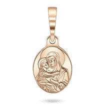 обзорное фото Золотая ладанка "Владимирская икона Божией Матери" без вставок 041246  Золотые подвески иконки