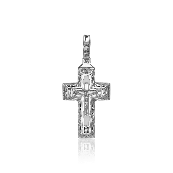 Серебряный крестик 925 пробы с эмалью и фианитами 034450 детальное изображение ювелирного изделия Серебряные подвески крестики Серебряный крестик 925 пробы с эмалью и фианитами 034450 детальное изображение ювелирного изделия Серебряные подвески крестики