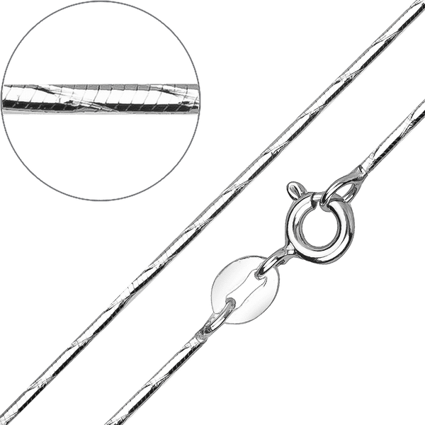 Серебряная цепочка в плетении Тонда (Снейк) с насечками на шпрингельном замке 040230 детальное изображение ювелирного изделия Серебряные колье Серебряная цепочка в плетении Тонда (Снейк) с насечками на шпрингельном замке 040230 детальное изображение ювелирного изделия Серебряные колье