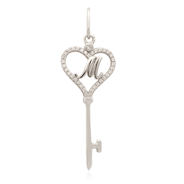 Серебряный кулон-ключ с буквой М с фианитами 024766 детальное изображение ювелирного изделия Серебряные подвески буквы Серебряный кулон-ключ с буквой М с фианитами 024766 детальное изображение ювелирного изделия Серебряные подвески буквы