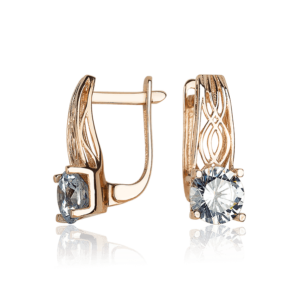 Классические серьги из красного золота 585 с фианитом 032183 детальное изображение ювелирного изделия Золотые серьги с фианитом Классические серьги из красного золота 585 с фианитом 032183 детальное изображение ювелирного изделия Золотые серьги с фианитом