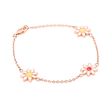обзорное фото Золотой детский браслет Ромашки с эмалью 025203 Детские золотые браслеты обзорное фото Золотой детский браслет Ромашки с эмалью 025203  Детские золотые браслеты