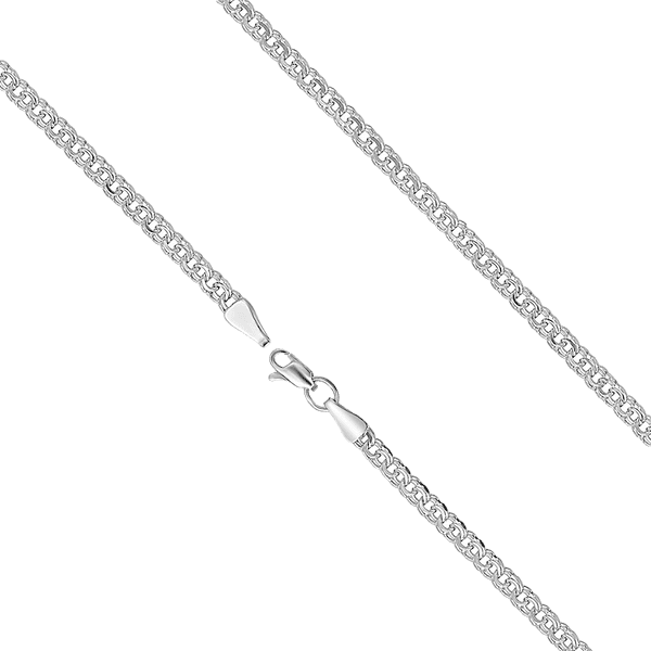 Цепочка в белом золоте с плетением Бисмарк без вставок с карабином 040367 детальное изображение ювелирного изделия Золотое колье без камней Цепочка в белом золоте с плетением Бисмарк без вставок с карабином 040367 детальное изображение ювелирного изделия Золотое колье без камней