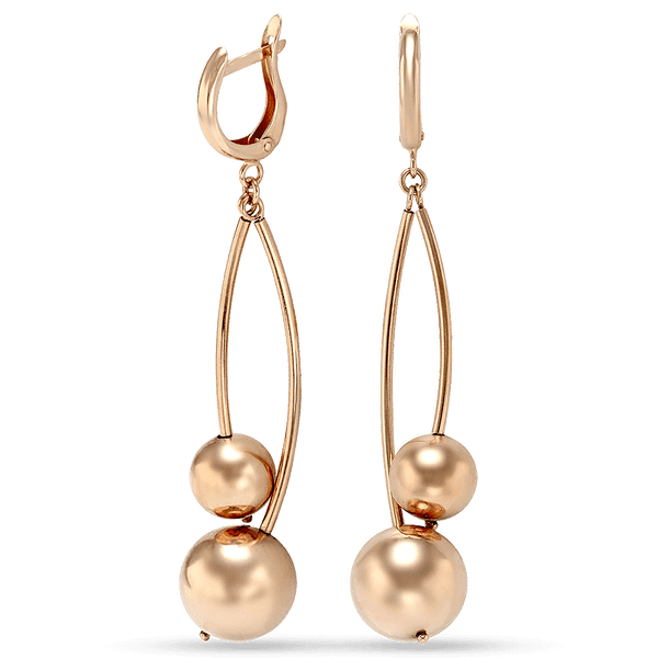 Довгі золоті сережки Кульки 029057 детальне зображення ювелірного виробу Довгі золоті сережки Кульки 029057 детальне зображення ювелірного виробу