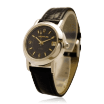 обзорное фото Золотые часы мужские механичные с кожаным ремешком 036262  Мужские золотые часы