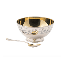 обзорное фото Серебряный набор пиала для икры с ложкой 031470 Наборы столового серебра обзорное фото Серебряный набор пиала для икры с ложкой 031470  Наборы столового серебра