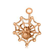 обзорное фото Золотой пирсинг Паучок на паутинке 025717  Золотая серьга в пупок