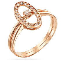 оглядове фото Каблучка 2 в 1 в червоному золоті з діамантами 039142