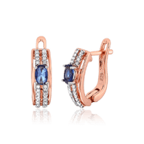 обзорное фото Позолоченные серьги с фианитами 031121 Серьги с позолотой обзорное фото Позолоченные серьги с фианитами 031121  Серьги с позолотой