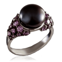 обзорное фото Серебряное кольцо с жемчугом 023234  Серебряные кольца со вставками