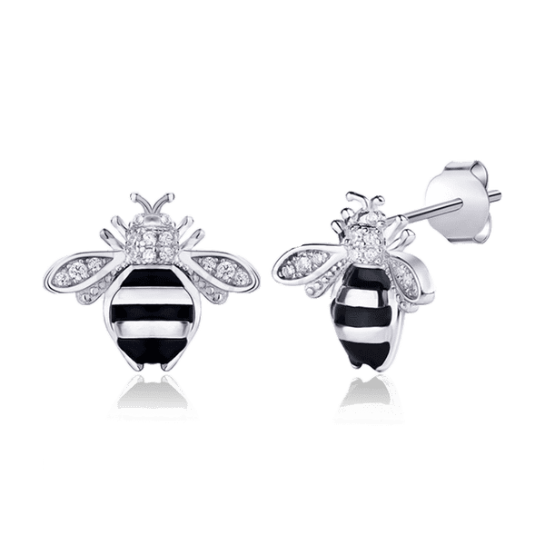 Серебряные серьги гвоздики Пчелы с фианитами 031142 детальное изображение ювелирного изделия Серебряные серьги с камнями Серебряные серьги гвоздики Пчелы с фианитами 031142 детальное изображение ювелирного изделия Серебряные серьги с камнями