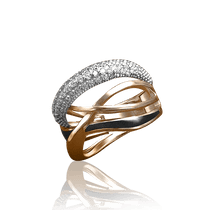 обзорное фото Золотое кольцо с фианитами и эмалью 027850 Эксклюзивные кольца из золота обзорное фото Золотое кольцо с фианитами и эмалью 027850  Эксклюзивные кольца из золота