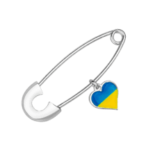 обзорное фото Серебряная булавка с подвеской Сердечко "Україна" 037503  Украинская символика из золота и серебра
