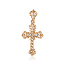 обзорное фото Золотой крестик с цирконием 1,4,0743  Декоративные золотые крестики