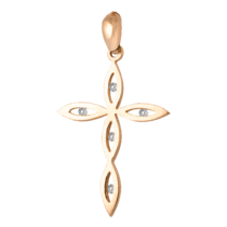 обзорное фото Золотой крестик с бриллиантами s3977  Декоративные золотые крестики