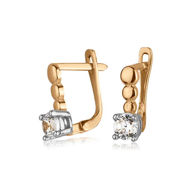 Золотые серьги с фианитом 025756 детальное изображение ювелирного изделия Серьги с камнями Золотые серьги с фианитом 025756 детальное изображение ювелирного изделия Серьги с камнями