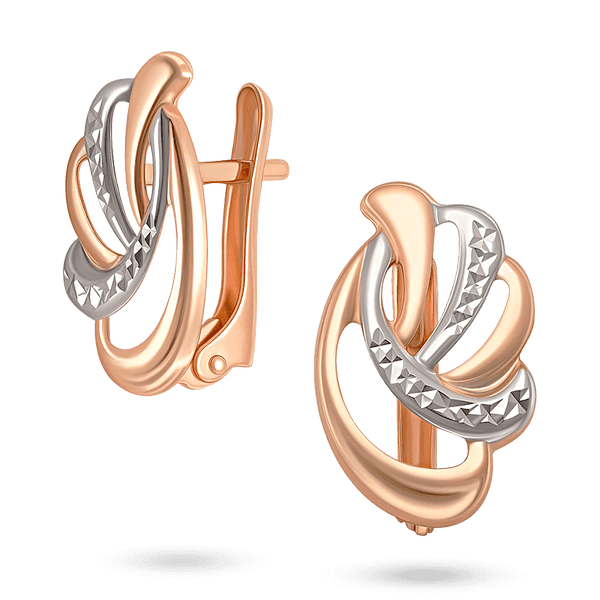 Золотые серьги с алмазной гранью 029114 детальное изображение ювелирного изделия Золотые серьги без вставок Золотые серьги с алмазной гранью 029114 детальное изображение ювелирного изделия Золотые серьги без вставок