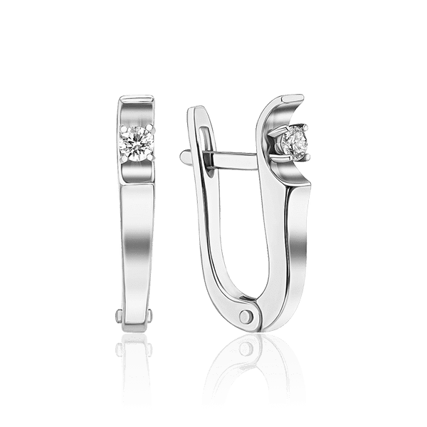 Серьги с бриллиантами в белом золоте 585 пробы 036581 детальное изображение ювелирного изделия Золотые серьги