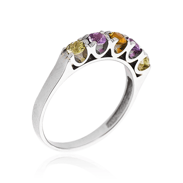 кольцо в белом золоте с цветніми камнями кольцо в белом золоте с цветніми камнями