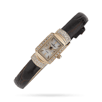 обзорное фото Часы из золота 585 пробы с кожаным ремешком 036181 Женские золотые часы обзорное фото Часы из золота 585 пробы с кожаным ремешком 036181  Женские золотые часы