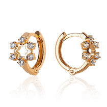 обзорное фото Сережки золотые с фианитами Снежинки 036637  Серьги с камнями