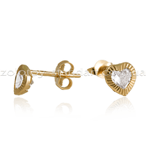 обзорное фото Золотые серьги Сердечки 102320  Серьги с камнями