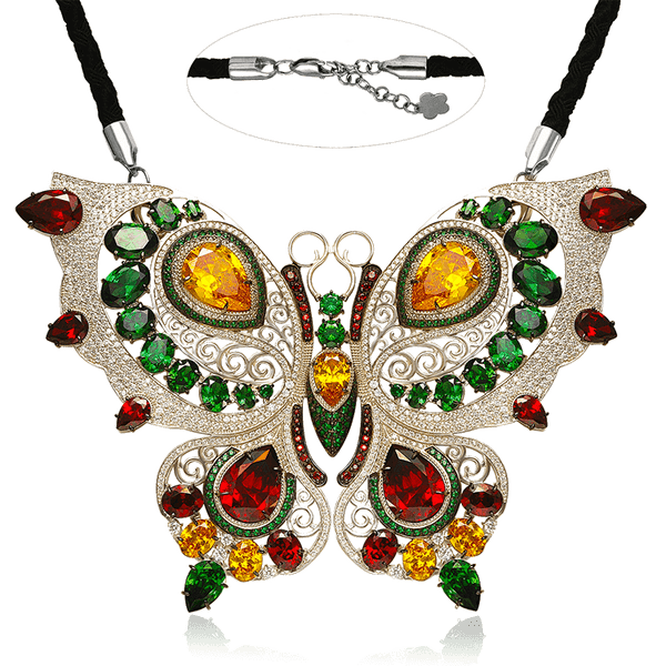 Колье на шею из серебра Бабочка с камнями 034898 детальное изображение ювелирного изделия Серебряные цепочки