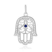 обзорное фото Серебряный кулон Рука Фатимы с фианитами 024781 Серебряные подвески со вставками обзорное фото Серебряный кулон Рука Фатимы с фианитами 024781  Серебряные подвески со вставками