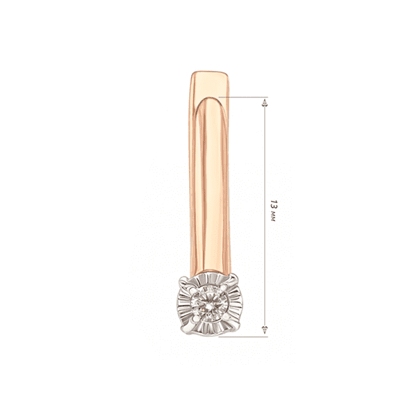 Сережки из комбинированного золота с бриллиантом  Сережки из комбинированного золота с бриллиантом