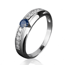 обзорное фото Кольцо из белого золота с сапфиром и бриллиантами 1004/1 Золотые кольца с сапфиром обзорное фото Кольцо из белого золота с сапфиром и бриллиантами 1004/1  Золотые кольца с сапфиром