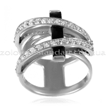 обзорное фото Серебряное кольцо с ониксом 379602С  Серебряные кольца со вставками