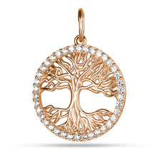 обзорное фото Кулон Древо Жизни из красного золота 036655 Золотые подвески обзорное фото Кулон Древо Жизни из красного золота 036655  Золотые подвески