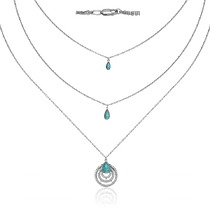 обзорное фото Серебряное трехслойное колье с фианитами 034330 Серебряные цепочки обзорное фото Серебряное трехслойное колье с фианитами 034330  Серебряные цепочки