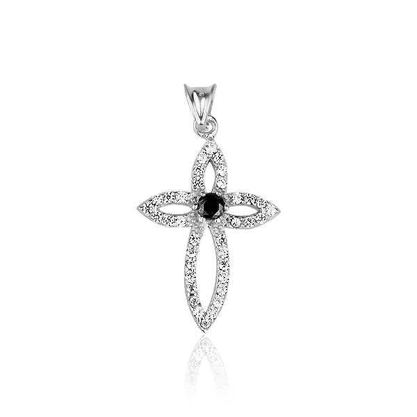 Серебряный декоративный крестик с фианитами 027656 детальное изображение ювелирного изделия Серебряные подвески крестики Серебряный декоративный крестик с фианитами 027656 детальное изображение ювелирного изделия Серебряные подвески крестики