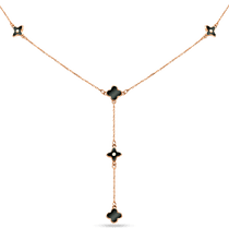 обзорное фото Золотое колье-галстук с клевером 040055 Золотые колье с камнями обзорное фото Золотое колье-галстук с клевером 040055  Золотые колье с камнями