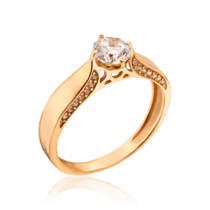 обзорное фото Золотое кольцо для помолвки в необычном дизайне 034403  Золотые кольца