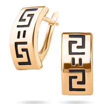 обзорное фото Золотые серьги с каучуком в греческом стиле 930009  Золотые серьги с каучуком
