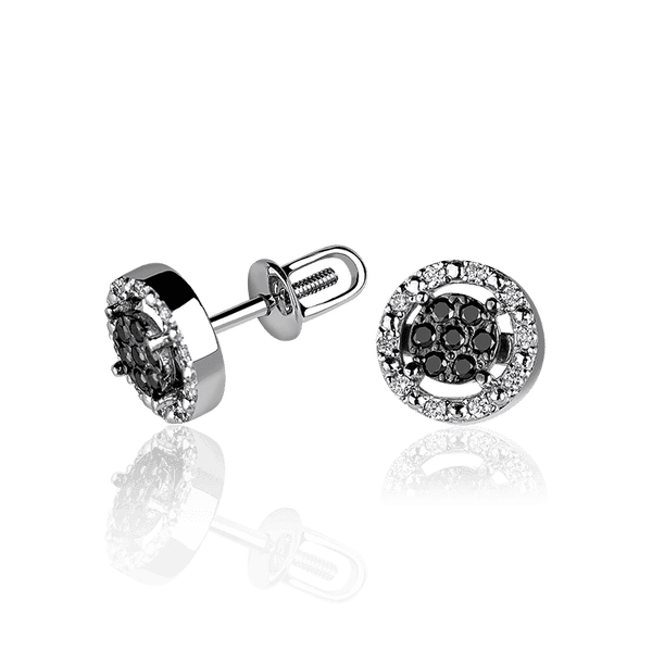 Стильные золотые серьги пуссеты с черными бриллиантами 036557 детальное изображение ювелирного изделия Золотые серьги Стильные золотые серьги пуссеты с черными бриллиантами 036557 детальное изображение ювелирного изделия Золотые серьги