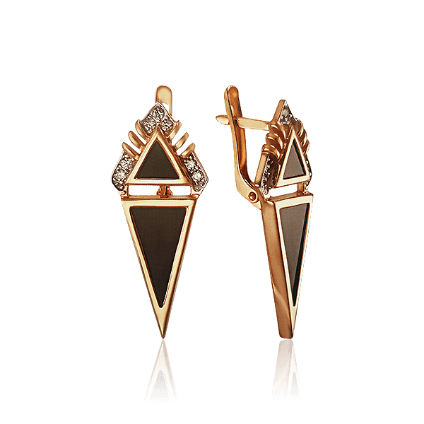 Золотые серьги с агатом и фианитами 030015 детальное изображение ювелирного изделия Золотые серьги с агатом Золотые серьги с агатом и фианитами 030015 детальное изображение ювелирного изделия Золотые серьги с агатом