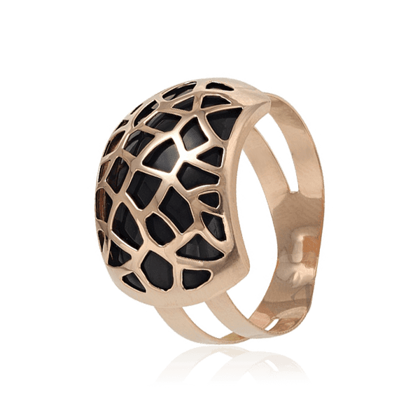 Золота каблучка з чорною емаллю 028706 детальне зображення ювелірного виробу Золота каблучка з чорною емаллю 028706 детальне зображення ювелірного виробу