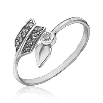 обзорное фото Золотое кольцо с бриллиантами Стрела Амура 034657  Золотые кольца